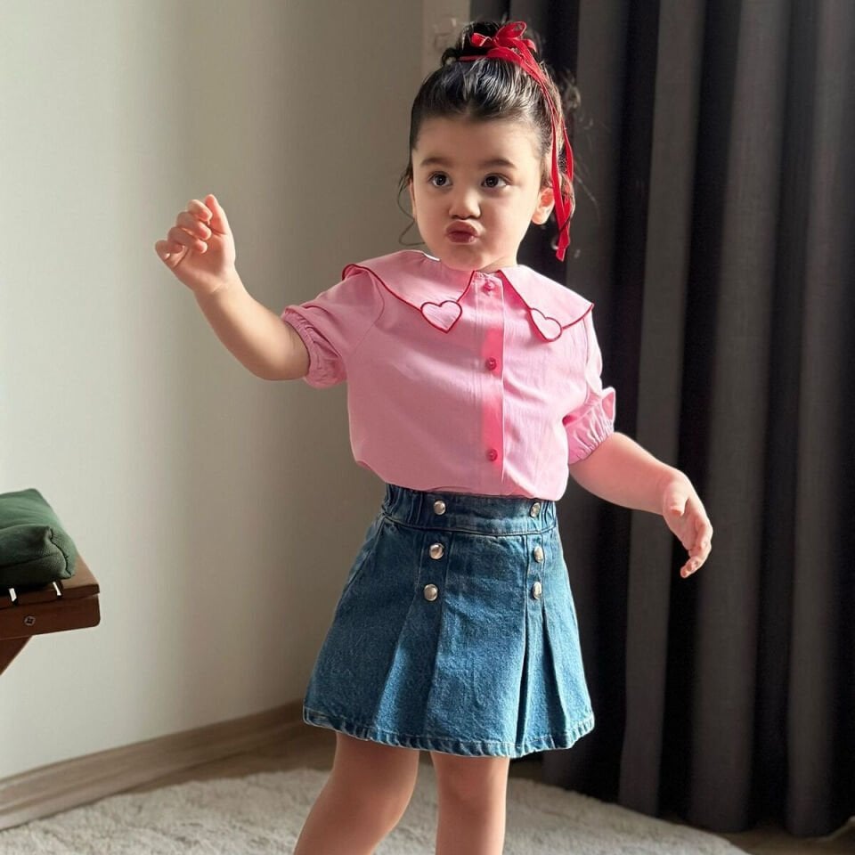 KALPLİ KOT ŞORT ETEKLİ 2’Lİ KIZ TAKIM