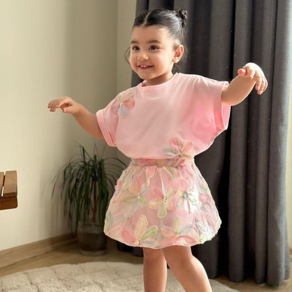 Balon Etekli Çicekli 2’li Kiz Çocuk Takim