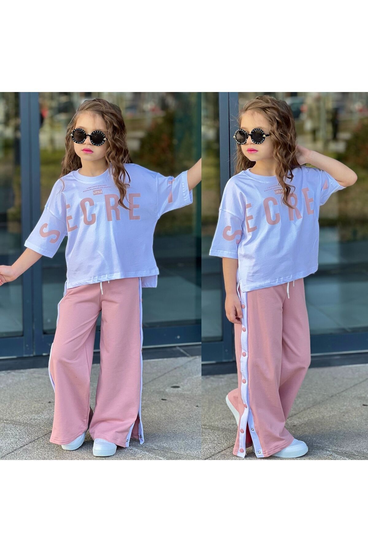 Kız Çocuk Takım Ecret Alt Çıtçıtlı 2li Garson Boy 5 14 Yaş Arası İspanyol Paca Pembe - 5-6 Yaş