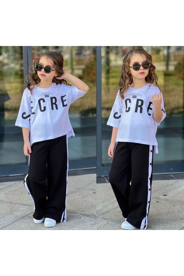 Kız Çocuk Takım Ecret Alt Çıtçıtlı 2li Garson Boy 5 14 Yaş Arası İspanyol Paca Beyaz - 7-8 Yaş