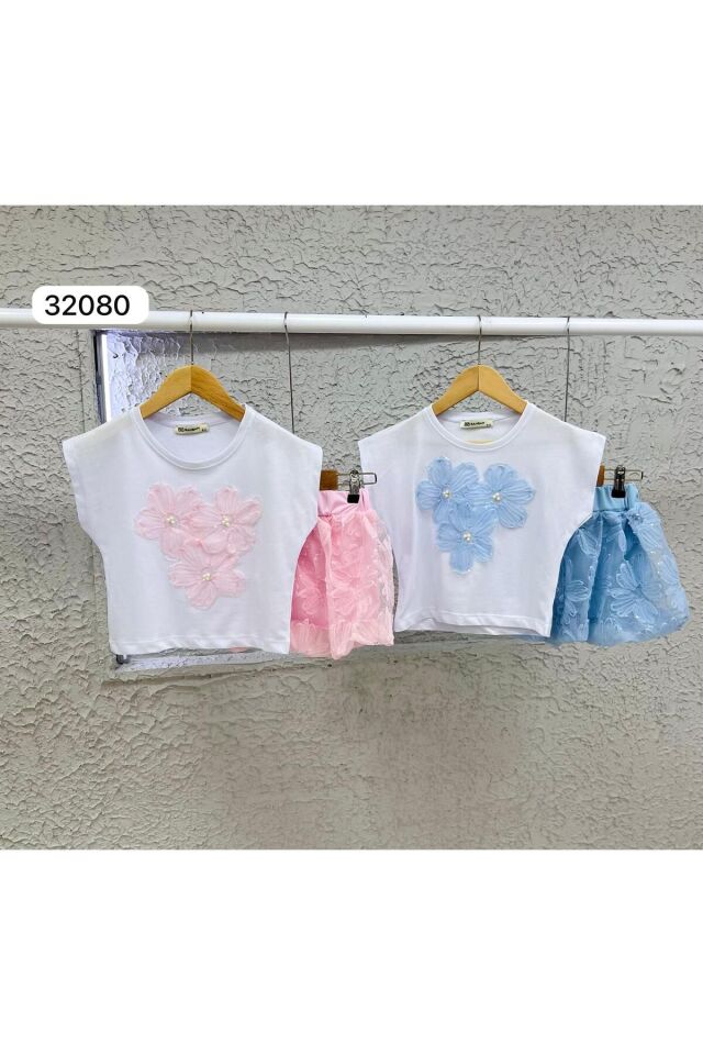 ceketli tül etekli kız takım bayramlık ikili takim 2li alt üst Pembe - 7-8 Yaş