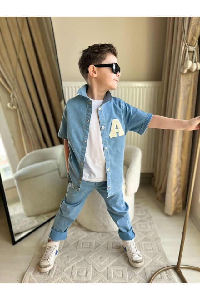 3 Lü Erkek Çocuk Kot Takim Mavi - 7-8 Yaş