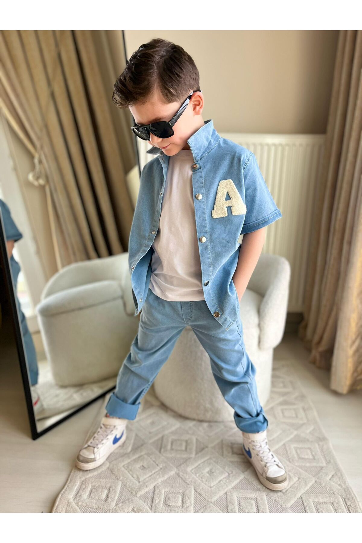 3 Lü Erkek Çocuk Kot Takim Mavi - 7-8 Yaş