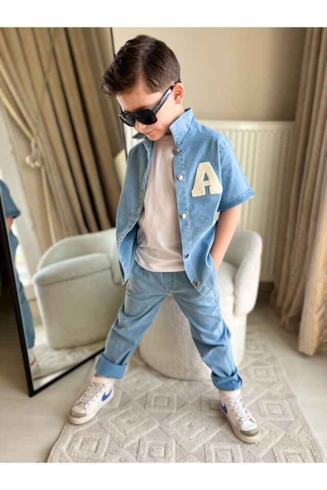 3 Lü Erkek Çocuk Kot Takim Mavi - 5-6 Yaş