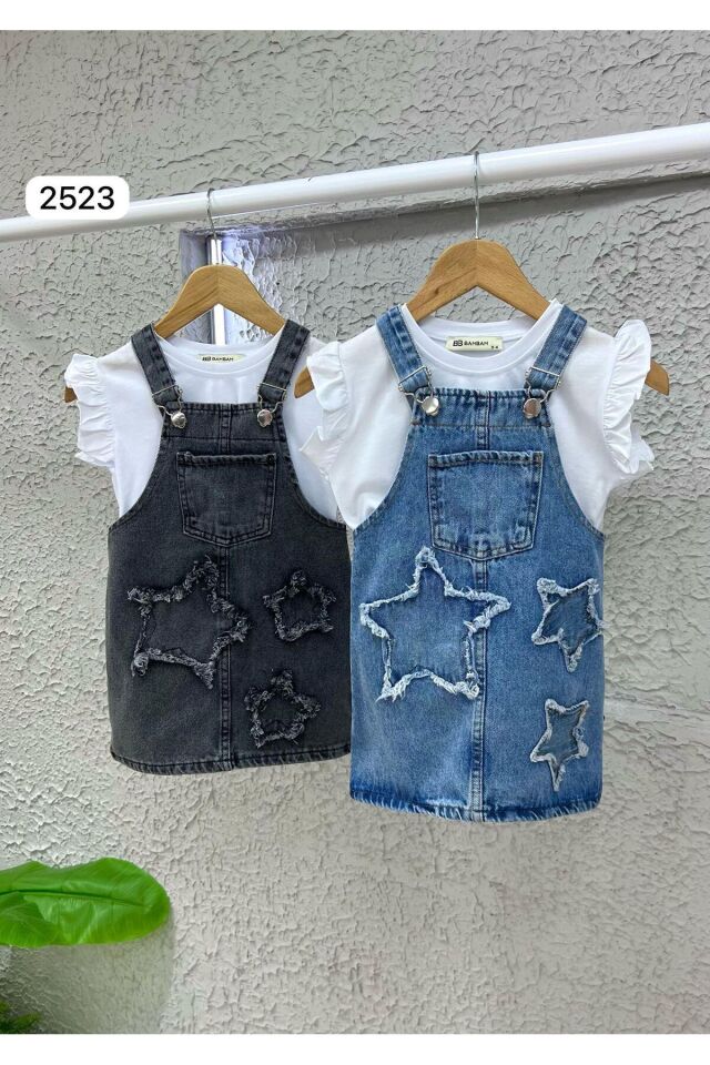 Sılopet Yıldız Nakişlı Tişoetlu 2li Kız Çocuk Takım Mavi - 3-4 Yaş