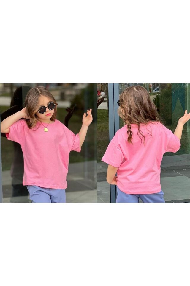 3lü Kız Çocuk Baskısız T-şört Kampanyalı Fırsat Ürün Siyah-Pembe-Beyaz - 7-8 Yaş