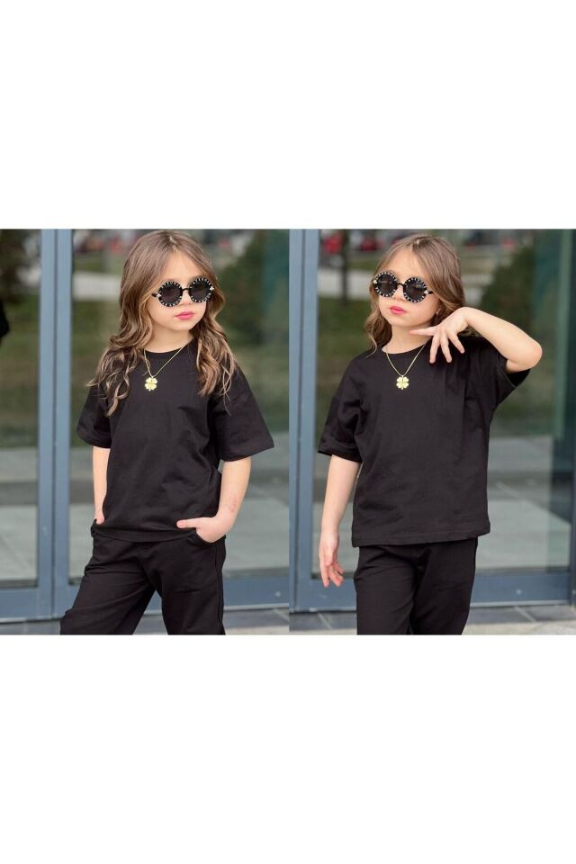 3lü Kız Çocuk Baskısız T-şört Kampanyalı Fırsat Ürün Siyah-Pembe-Beyaz - 11-12 Yaş