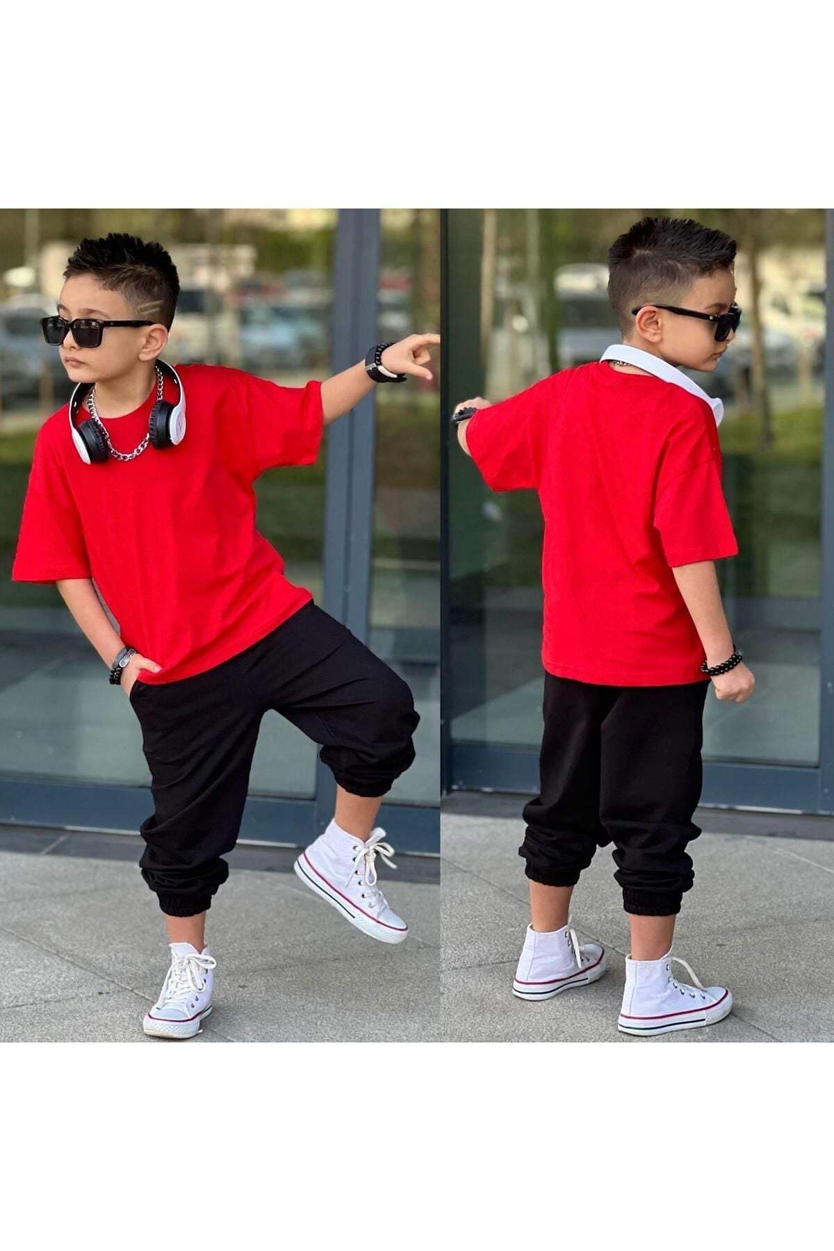 alt üst takım kırmızı-siyah - 3-4 Yaş