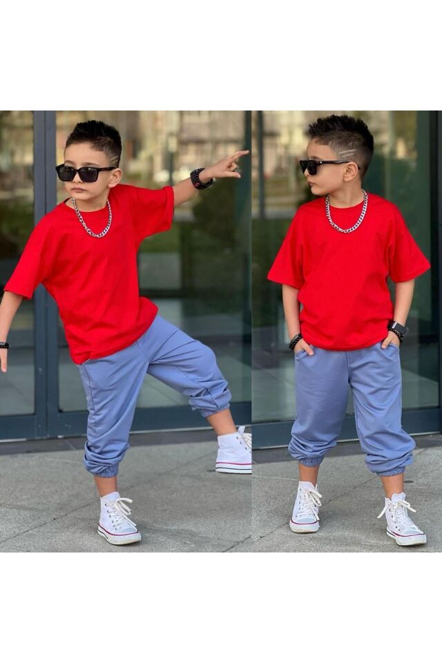 alt üst takım kırmızı-mavi - 7-8