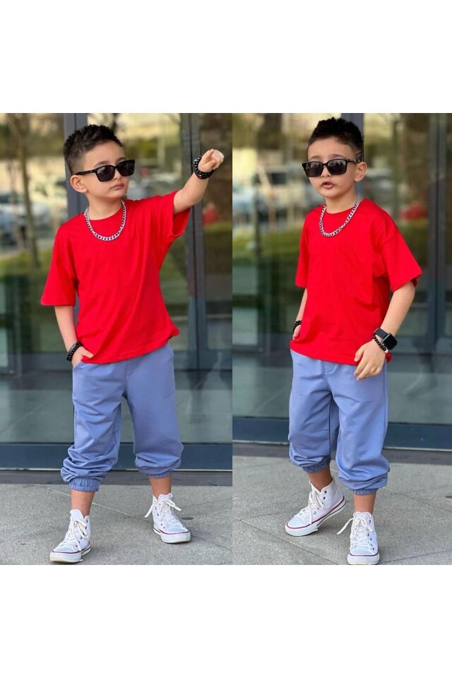 alt üst takım kırmızı-mavi - 7-8