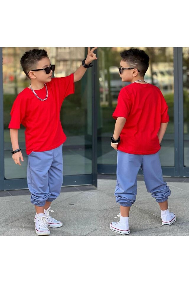 alt üst takım kırmızı-mavi - 7-8
