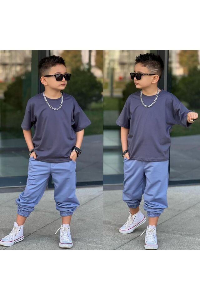 alt üst takım füme-MAVİ - 7-8