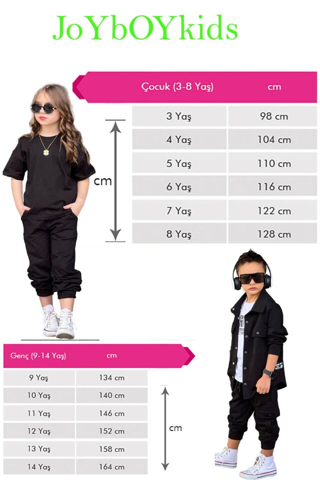 tişort eşofman alt üst 2 li baskısız kız çocuk takım kahve-siyah - 7-8 Yaş