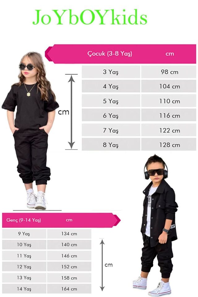 tişort eşofman alt üst 2 li baskısız kız çocuk takım siyah-siyah - 5-6 Yaş