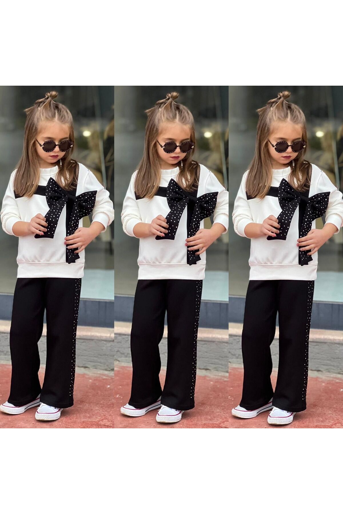 kurdale li taslı kız takım ikili Beyaz - 5-6 Yaş