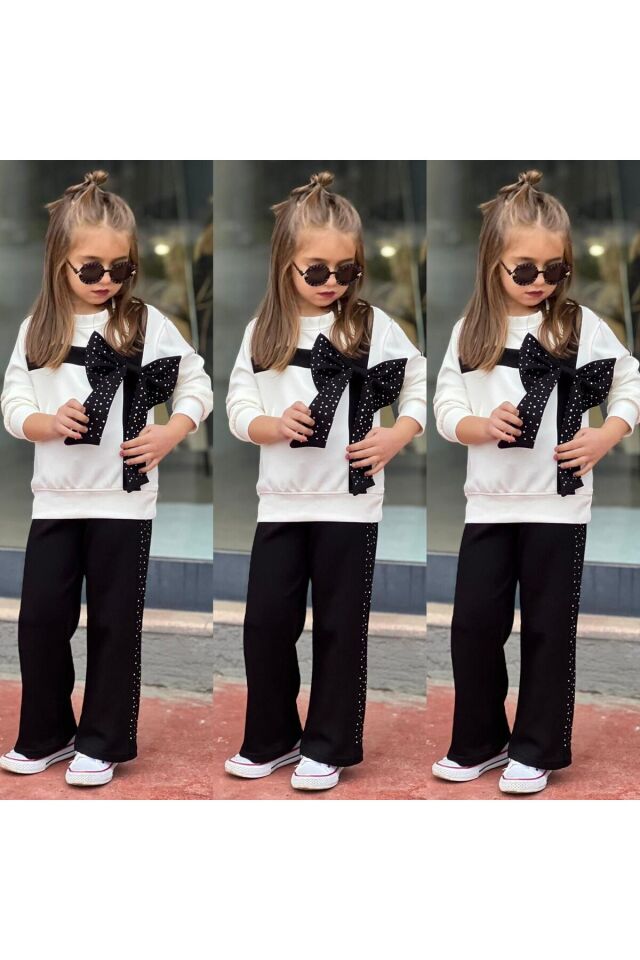 kurdale li taslı kız takım ikili Beyaz - 9-10 Yaş