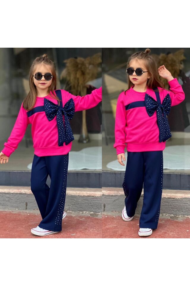 kurdale li taslı kız takım ikili FUŞYA - 4-5 Yaş