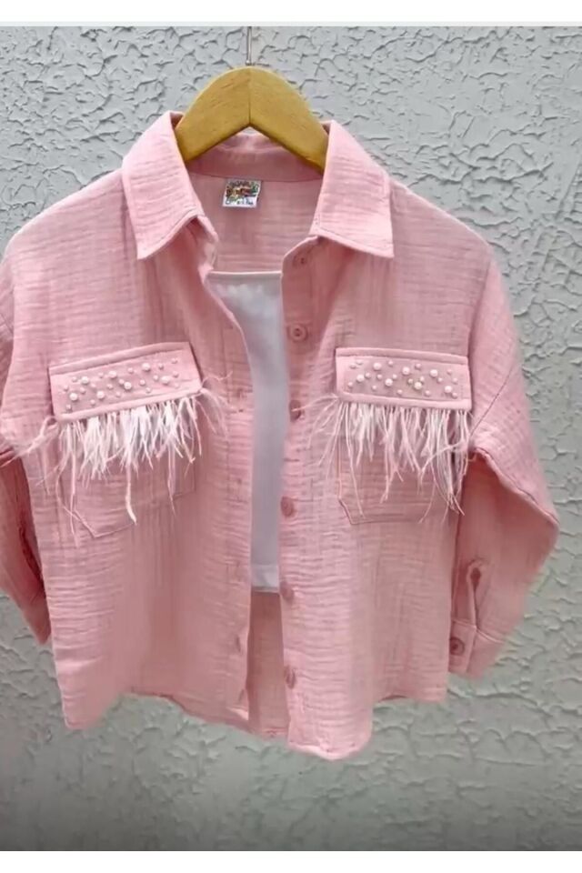 kız takım ismanyol müslin incili tüylü bayramlık giyim fusya - 4-5 Yaş