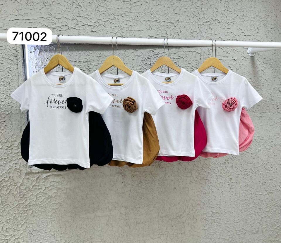 Kiz Çocuk Takim Balon Etekli Kız Takım 2 li Kombin