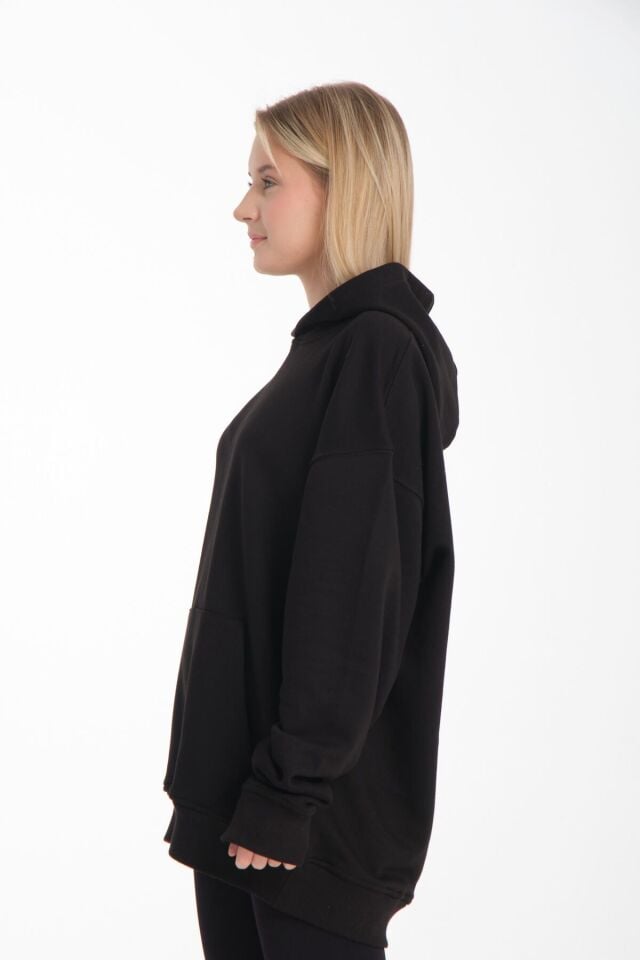 leopar kalp li desen oversiz bol kalıp büyük beden kalıp Siyah - XS/S