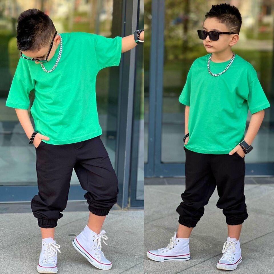 Ti̇şort Eşofman Alt Üst 2 Li Baskisiz Kiz Çocuk Takim