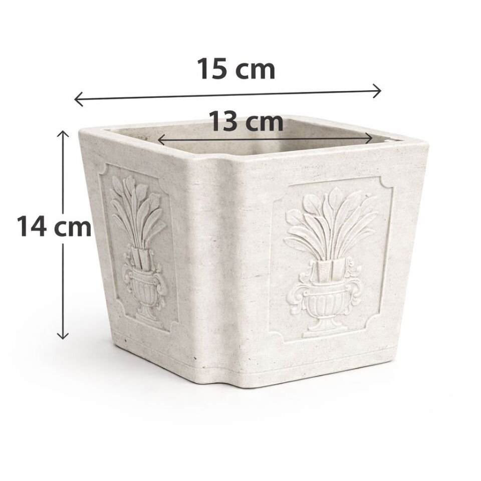 Saksı Kare Desenli 15x14 cm Şık Ev Dekor Saksısı