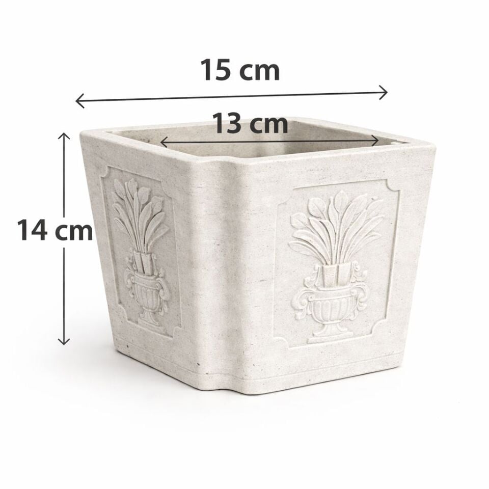 Saksı Kare Desenli 15x14 cm Şık Ev Dekor Saksısı