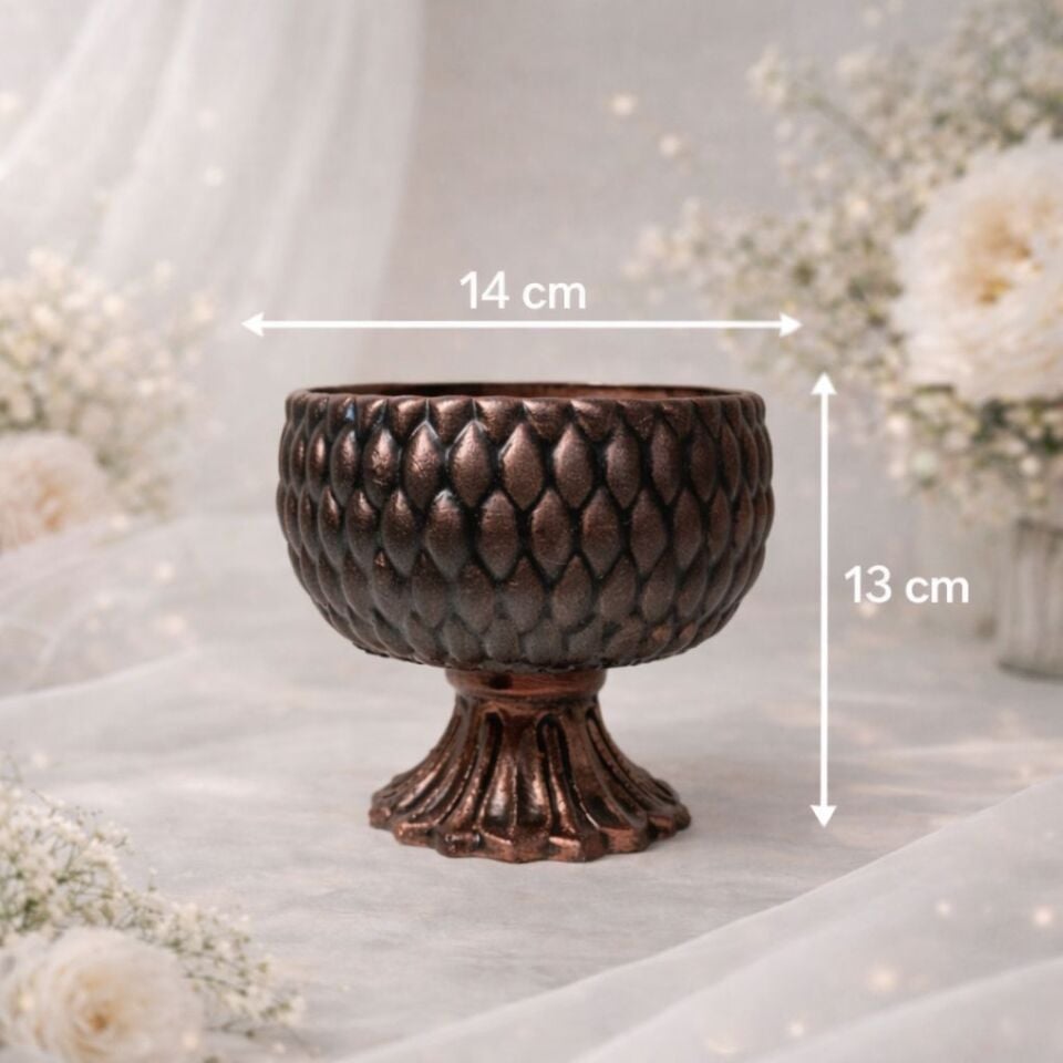 Saksı Ayaklı Dekoratif Salon Saksısı Mermer Desenli Gold Detaylı Büyük Boy Çiçeklik