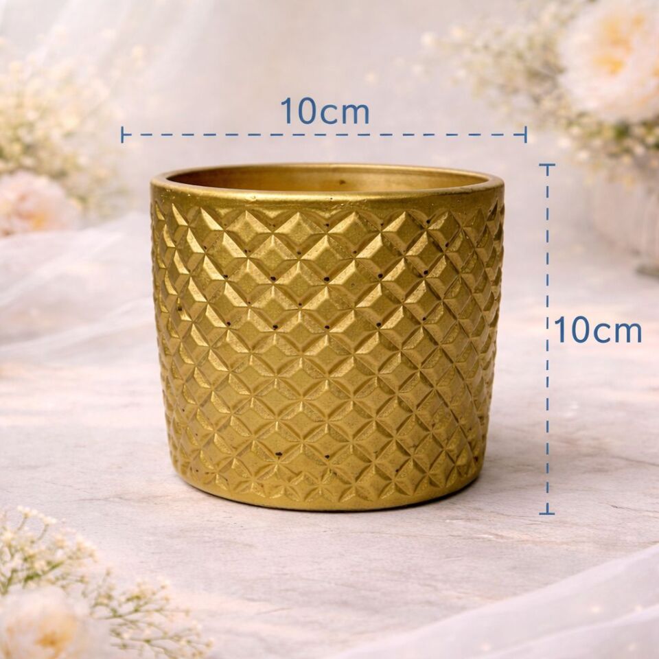 Saksı Gold Dekoratif Modern Geometrik Desenli Lüks Tasarım