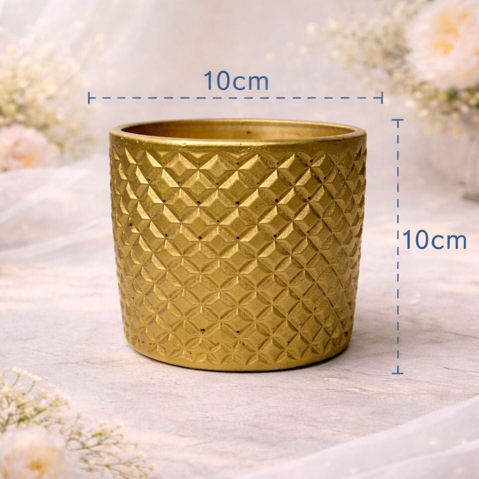 Saksı Gold Dekoratif Modern Geometrik Desenli Lüks Tasarım