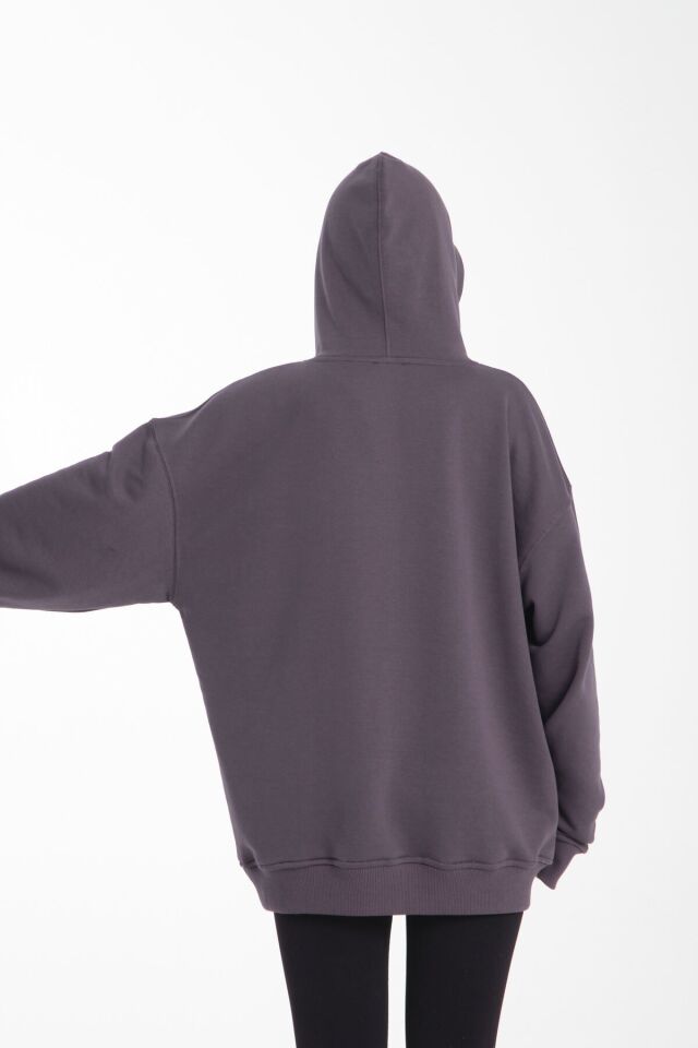 leopar kalp li desen oversiz bol kalıp büyük beden kalıp ANTİRASİT - XL/2XL