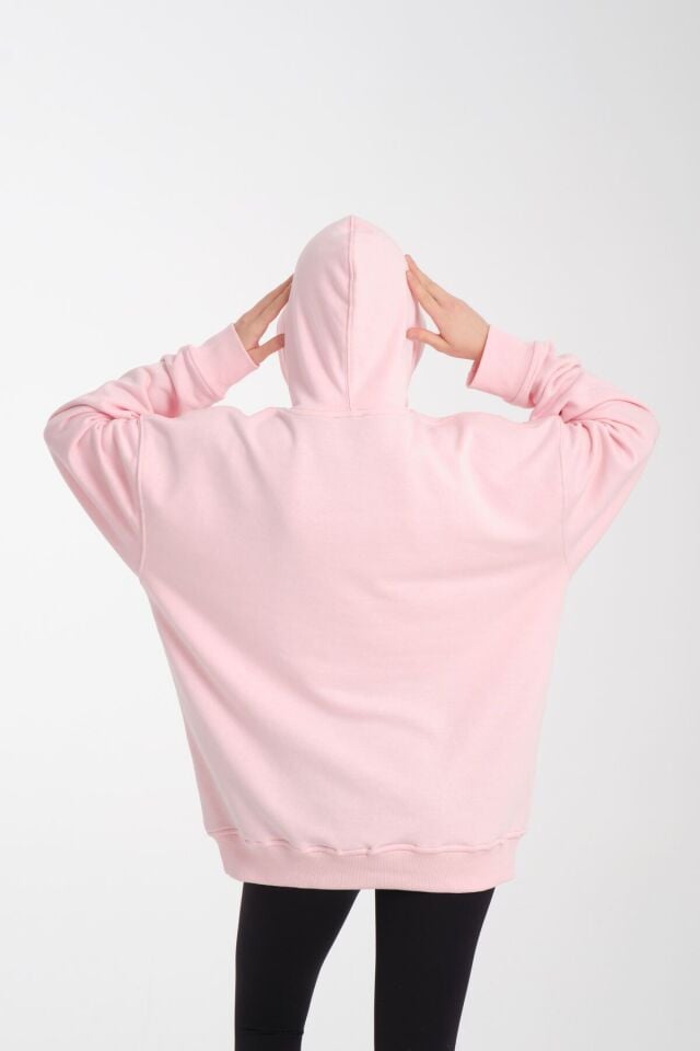 leopar kalp li desen oversiz bol kalıp büyük beden kalıp Pembe - M/L