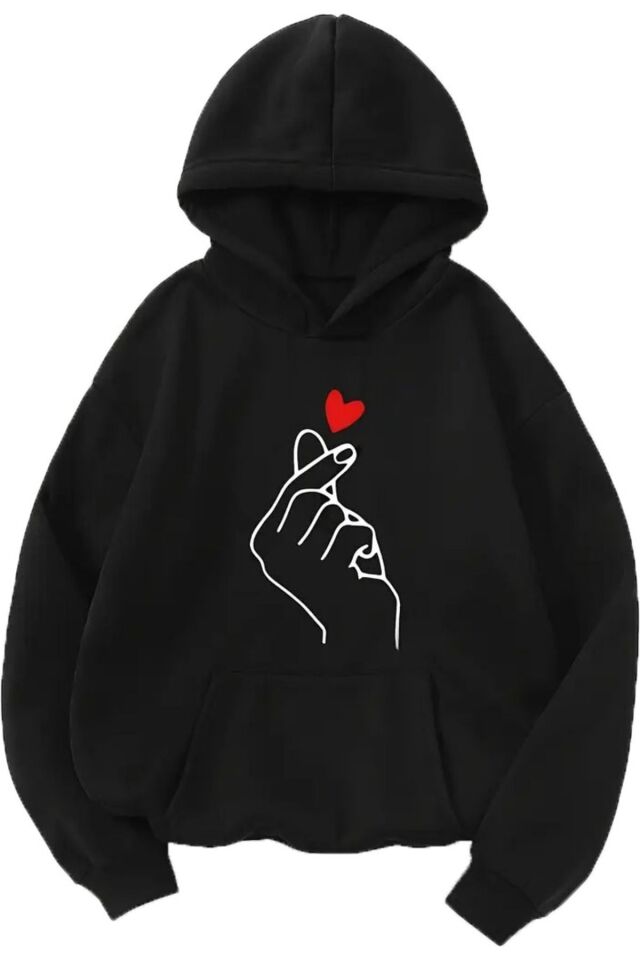 kapüşon kalp Siyah - XL/2XL