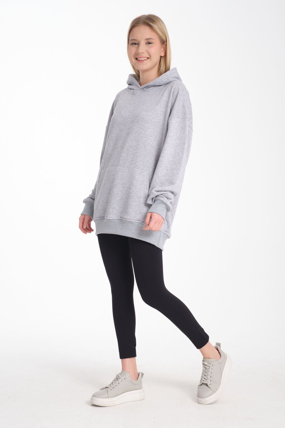 kapüşonlu sweatshirt Oversize Gri - S/M