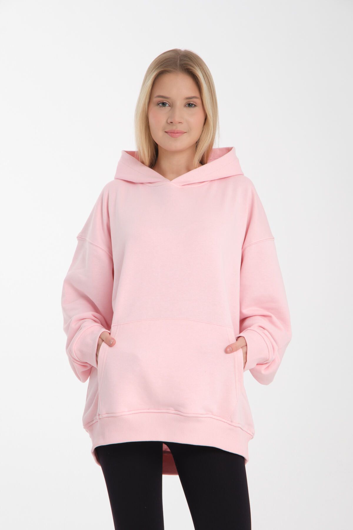 kapüşonlu sweatshirt Oversize Pembe - S/M