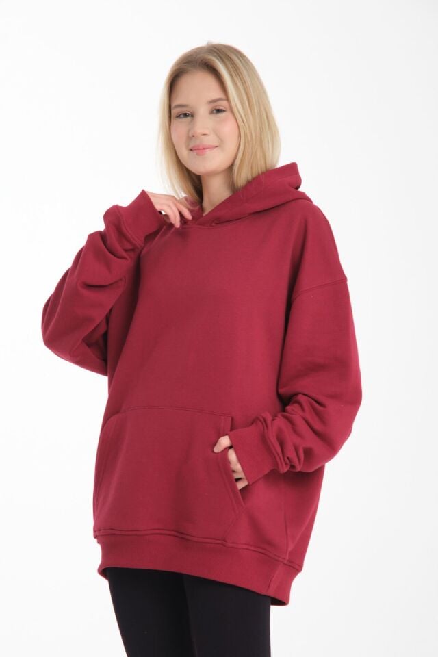 Kapşonlu sweatshirt Bordo - L/XL